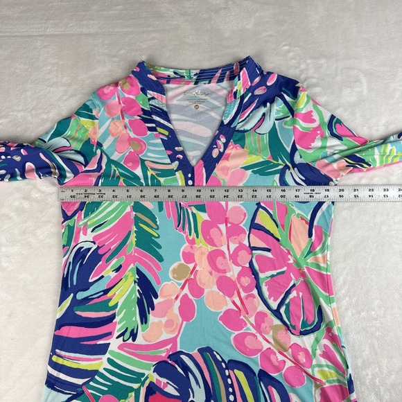 Lilly Pulitzer Tunic Top Womens M Floral Print Rayon Blend Blouse Colorful - Picture 4 of 5